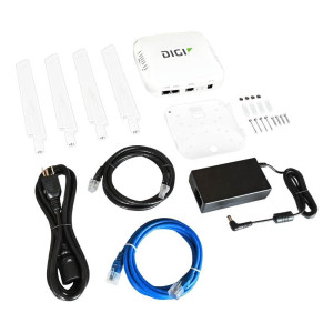 Digi EX50 5G Cellular Router, Digi 360, mounting hardware, antennas, ethernet & serial cables, power supply